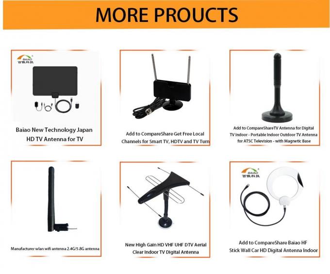 UHF 470 - 862 MHz 100-milowa cyfrowa antena telewizyjna z podstawą magnetyczną 4