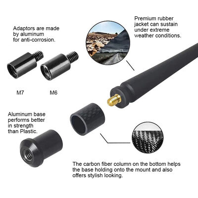 Zoptymalizowana uniwersalna antena radiowa CB Rubber Pickup Truck z zakresem częstotliwości 7-50 MHz, wzmocnienie 5 dBi, antena samochodowa Premium